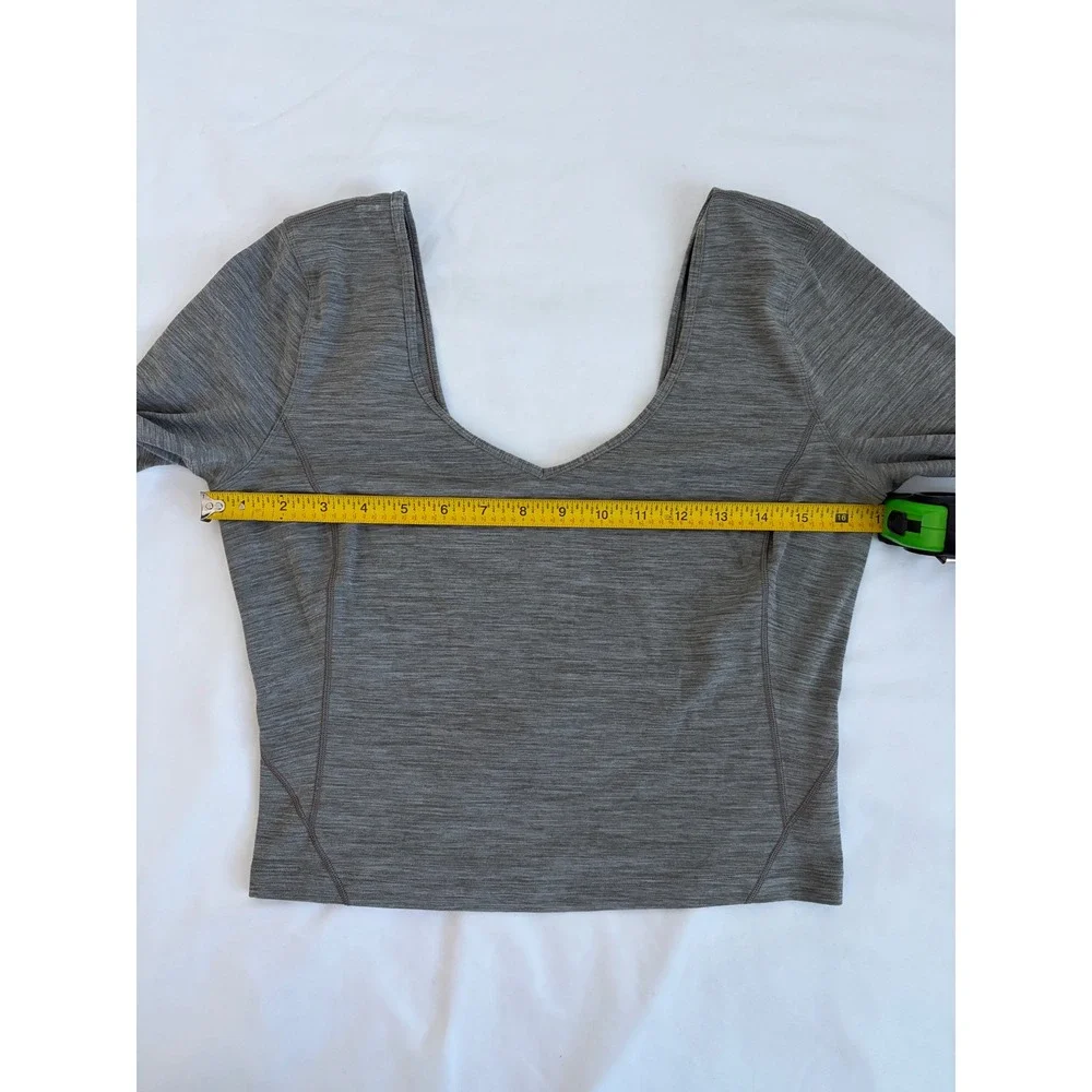 Lululemon Align Long Sleeve Shirt Grey Space Dye Nulu Cropped V-Neck Top